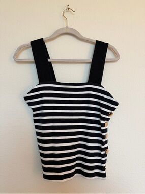 NWT Ann Taylor Navy and White Striped Tank Top Size XS